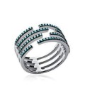 Bague argent quatre anneaux ouverts imitation turquoise