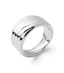 Grosse bague large anneau d'argent plissés 