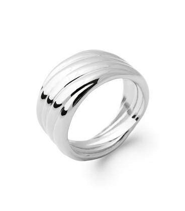 Grosse bague large anneau d'argent plissés 