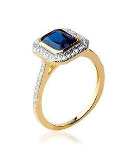 Bague plaqué or carrée bleu saphir