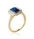 Bague plaqué or carrée bleu saphir 