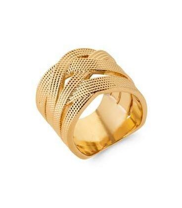 Grosse bague plaqué or beau natté 