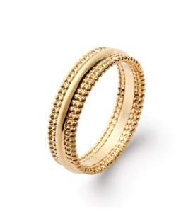 Bague alliance plaqué or perlée trois anneaux fixes