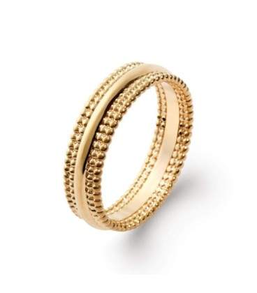 Bague alliance plaqué or perlée trois anneaux fixes 