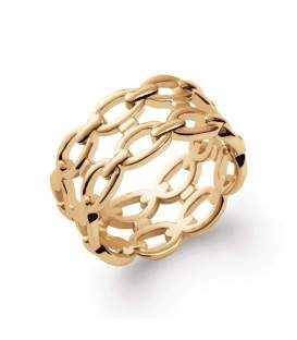 Bague plaqué or anneau chaines fixes ajourées