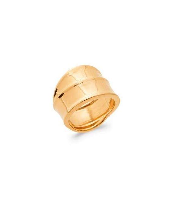 Bague deux larges anneaux fixes plaqué or 