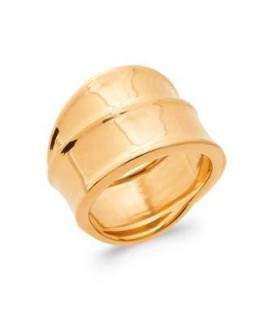 Bague deux larges anneaux fixes plaqué or