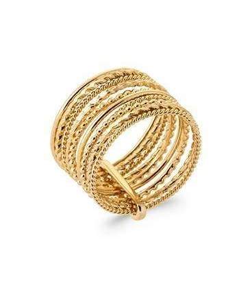Bague plaqué or sept anneaux semainier 