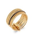Bague plaqué or semainier anneau zirconium noir