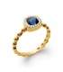 Bague plaqué or monture originale zirconium bleu saphir 