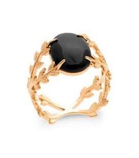Bague plaqué or très belle monture agate noire