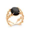 Bague plaqué or très belle monture agate noire