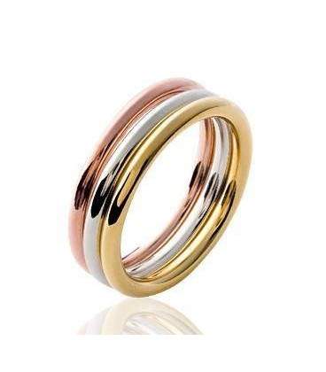 Bague alliance anneuax trois tricolore en tour complet 