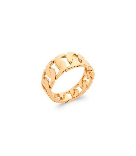 Bague plaqué or anneau rigide maille gourmette 