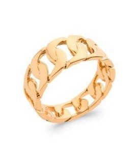 Bague plaqué or anneau rigide maille gourmette 