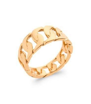 Bague plaqué or anneau rigide maille gourmette 