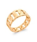 Bague plaqué or anneau rigide maille gourmette