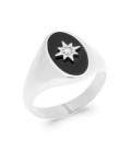 Grosse chevalière homme argent massif agate noire