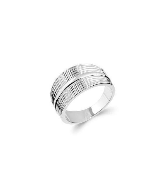Bague argent massif stries en demi jonc 