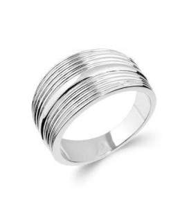 Bague argent massif stries en demi jonc