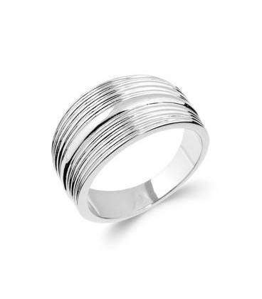 Bague argent massif stries en demi jonc 