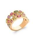 Bague plaqué or pierres multicolores style anneau