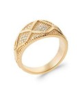 Bague plaqué or pavage géométrique de zirconium blanc