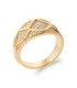 Bague plaqué or pavage géométrique de zirconium blanc 