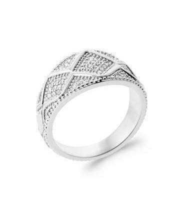 Bague argent massif demi jonc géométrique de zirconium 