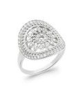 Bague argent massif belle rosace ajourée zirconium