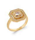 Bague plaqué or zirconium central les contours micro sertis
