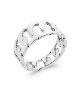 Bague argent massif anneau rigide maille gourmette 