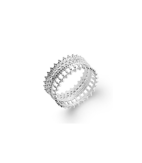 Bague alliance argent massif dentelle royale 