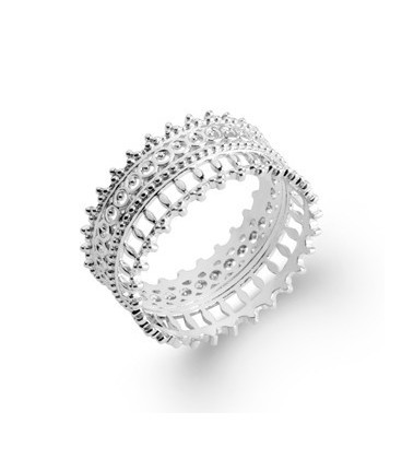 Bague alliance argent massif dentelle royale 