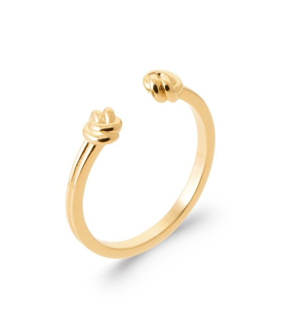 Bague ouverte plaqué or en bout noeud 