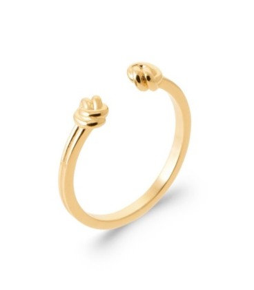Bague ouverte plaqué or en bout noeud 