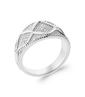 Bague argent massif zirconium entrelacs fixes 