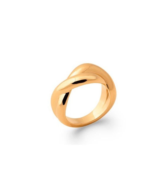 Bague plaqué or entrelacs deux anneaux fixes 