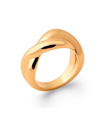 Bague plaqué or entrelacs deux anneaux fixes 