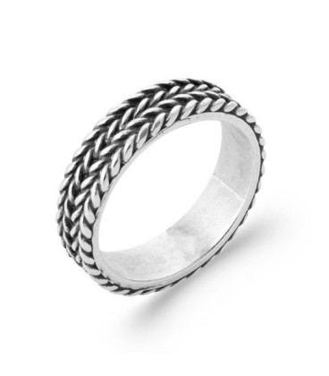 Belle alliance ouvragée bague argent massif 