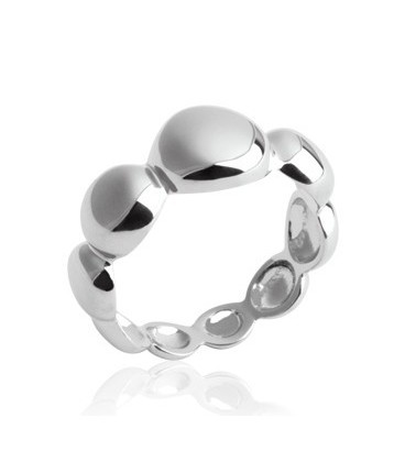 Bague demi gouttes d'argent massif 