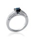 Bague argent zirconium rehaussée d'un saphir 