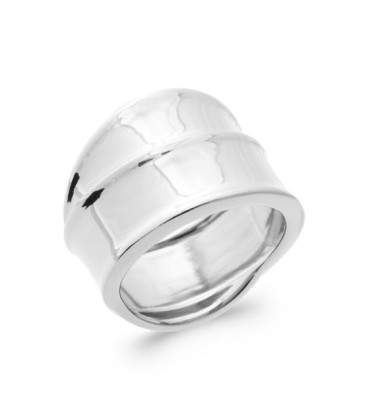 Grosse bague argent massif double anneaux fixes 