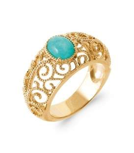 Bague volutes plaqué or rehaussée belle amazonite