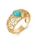 Bague volutes plaqué or rehaussée belle amazonite