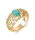 Bague volutes plaqué or rehaussée belle amazonite 