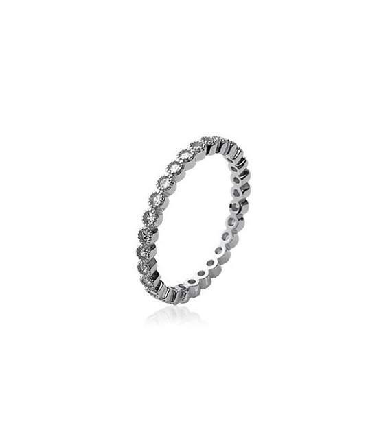 Alliance mariage argent massif zirconium ronds 