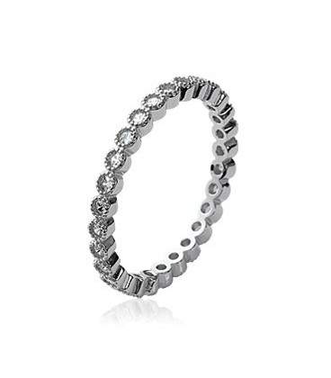 Alliance mariage argent massif zirconium ronds 
