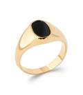 Bague chevalière plaqué or et agate noire