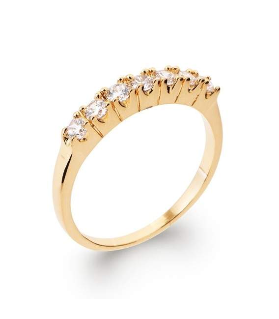 Alliance bague plaqué or zirconium en demi jonc 